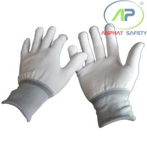 Găng tay thun không phủ PU (Màu trắng) Size L (không viền)