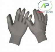 Găng tay thun phủ PU ngón tay (màu xám) không viền size L