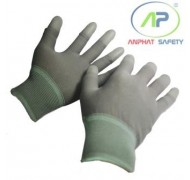 Găng tay thun phủ PU ngón tay (màu xám) không viền size M