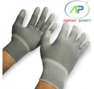 Găng tay thun phủ PU ngón tay (màu xám) không viền size S